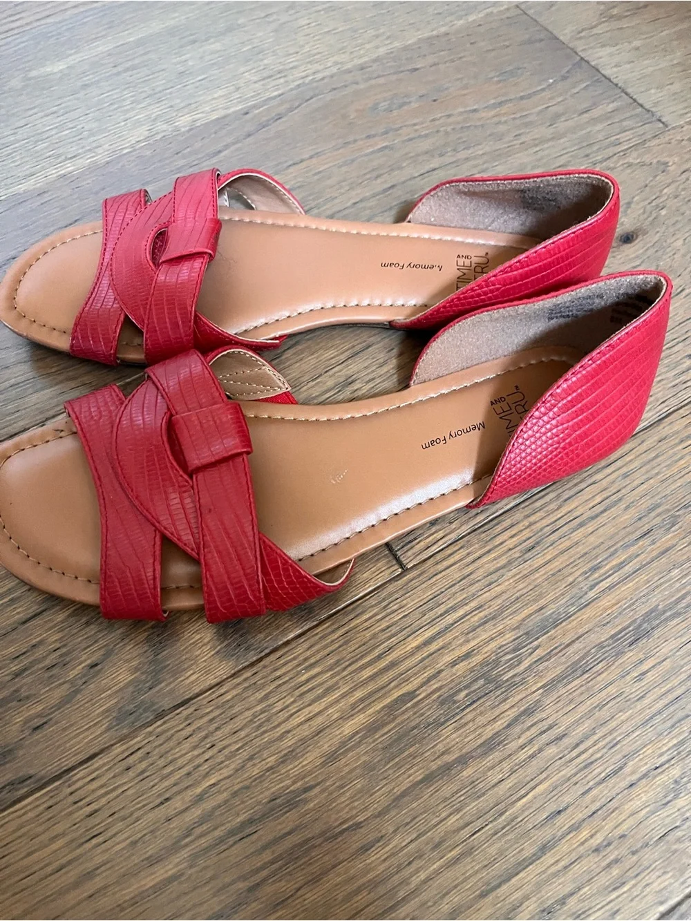 Time and Tru Red Women's Braided D'Orsay Sandals